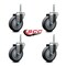 Service Caster 4 Inch Thermoplastic  Rubber Wheel Swivel 58 Inch Threaded Stem Caster Set Service Caster SCC-TS20S414-TPRB-58212-4 - alternate 3